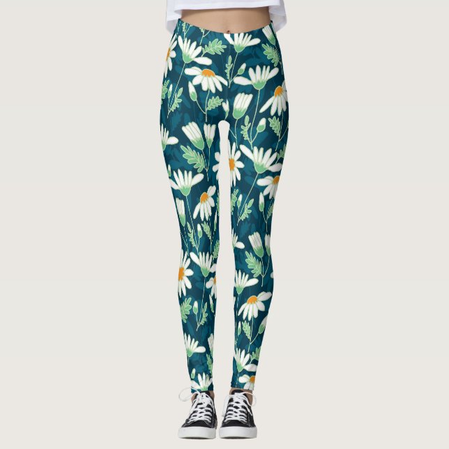 Daisy Ditsy Chamomile Romantic Print Leggings (Framsida)