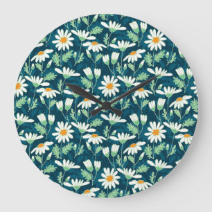 Daisy Ditsy Chamomile Romantic Print Stor Klocka