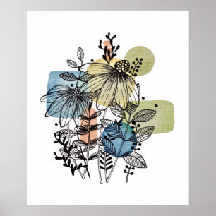 Daisy Doodle i Bläck och vattenfärg Poster