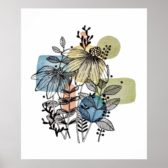 Daisy Doodle i Bläck och vattenfärg Poster (Framsidan)