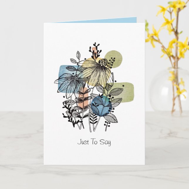 Daisy Dörr i Bläck och vattenfärgskort Kort (Gul blomma)