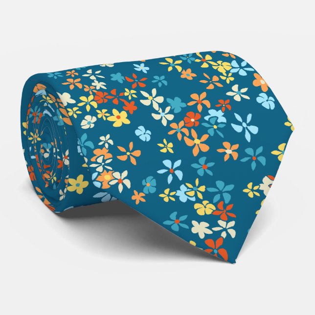 Daisy Dot Blommigt Teal Two-sided print Slips (Rullad)