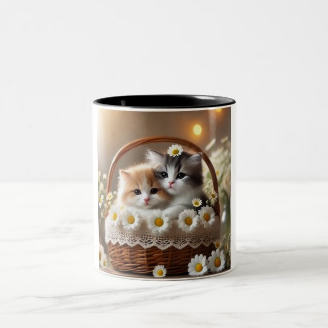 Daisy Dream Cats: A Two-Tone Ceramic Mugg (Center)