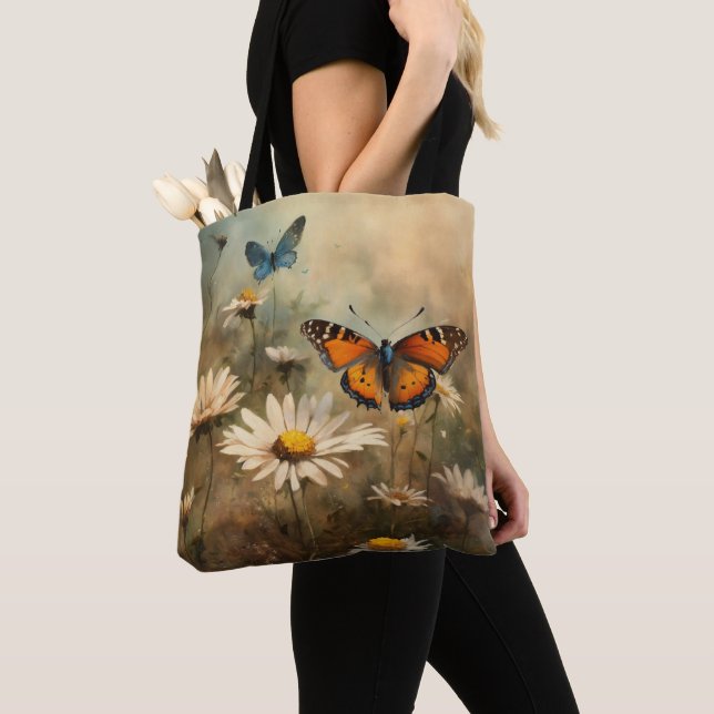 Daisy Dreams: Butterfly och Flower Struktur bag Tygkasse (Närbild)