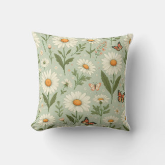 Daisy Dreams – Floral & Butterfly Throw Pillow Kudde