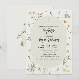 Daisy elegant Blommigt Boho Baptism-inbjudan Inbjudningar