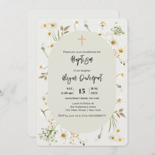 Daisy elegant Blommigt Boho Baptism-inbjudan Inbjudningar