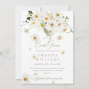 Daisy Elegant Vildblomma Modern Bröllopsdusch Inbjudningar