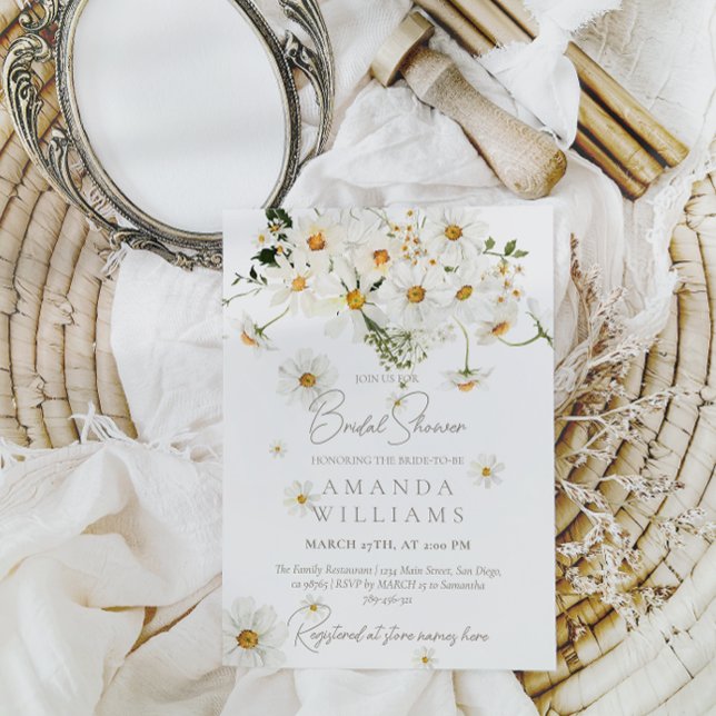 Daisy Elegant Wildblomme Modern Möhippa Inbjudningar (Skapare uppladdad)