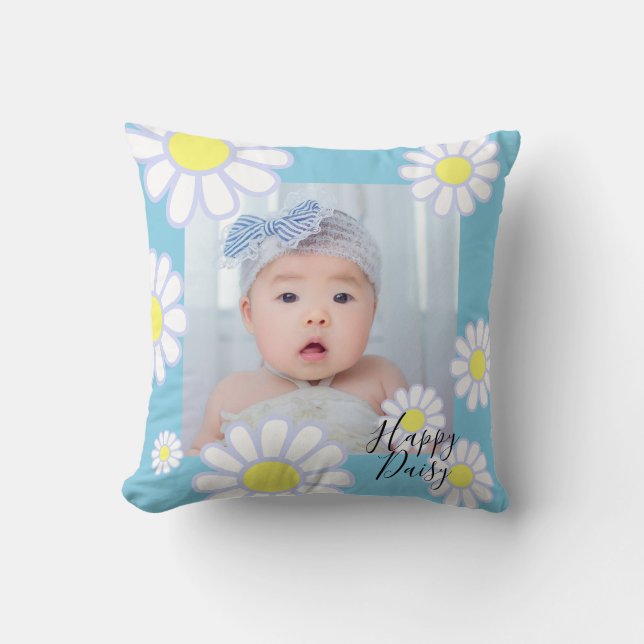 Daisy - enkelt blåfoto kudde (Framsida)