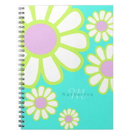 Daisy Enkelt monogram Aqua Anteckningsbok
