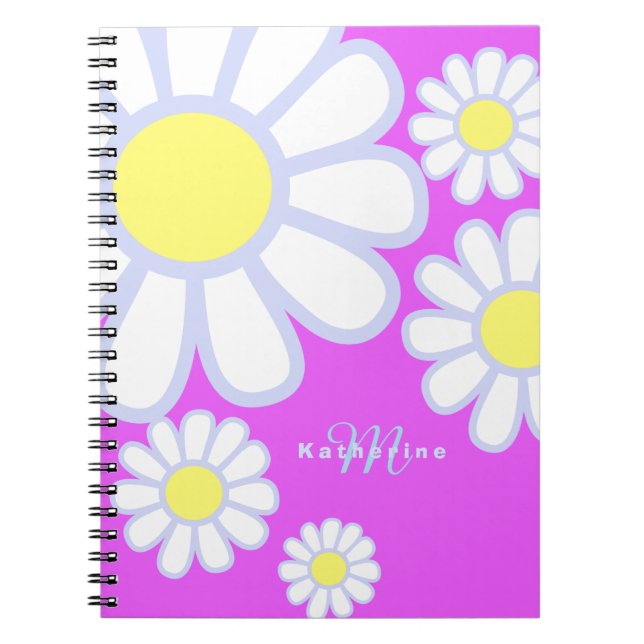Daisy Enkelt Monogram Violet Anteckningsbok (Framsidan)