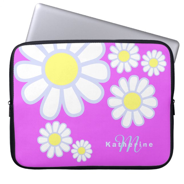 Daisy Enkelt Monogram Violet Laptop Fodral (Framsidan)