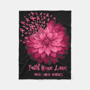 Daisy Faith Hope Kärlek Breast Cancer Awareness Fl Fleecefilt