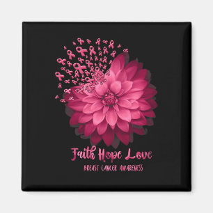 Daisy Faith Hope Kärlek Breast Cancer Awareness Fl Magnet