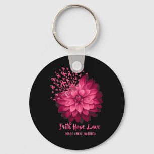 Daisy Faith Hope Kärlek Breast Cancer Awareness Fl Nyckelring