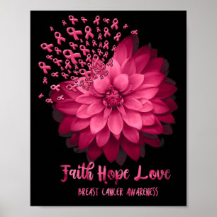 Daisy Faith Hope Kärlek Breast Cancer Awareness Fl Poster