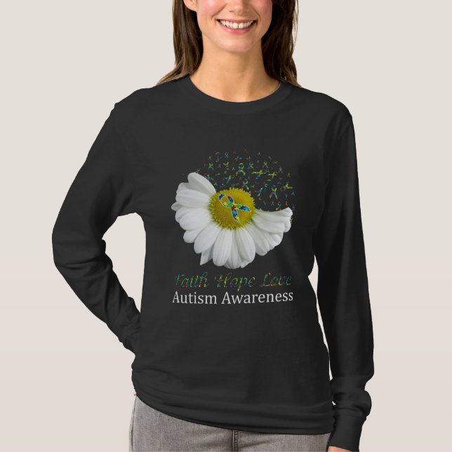 Daisy Faith Hope Love Autism Awareness T Shirt (Framsida)