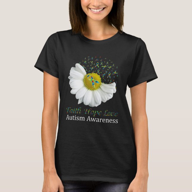 Daisy Faith Hope Love Autism Awareness T Shirt (Framsida)