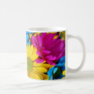 daisy färglös blomma rosa blå mugg