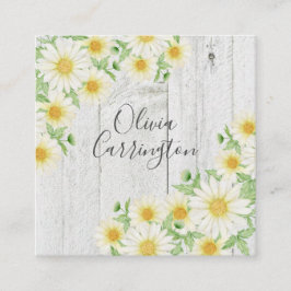 Daisy Faux Wood Personlig Namn Fyrkantigt Visitkort