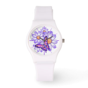 Daisy/fjäril för det lila paradiset armbandsur