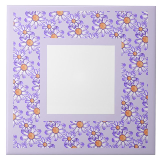 Daisy/fjäril för det lila paradiset kakelplatta (Framsidan)