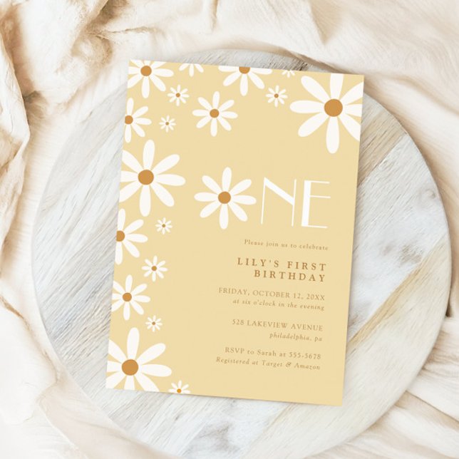 Daisy Flicka 1:a födelsedagartema Inbjudningar (Skapare uppladdad)