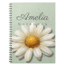 Daisy Floral Anteckningsbok Namn | Sage Green Jour