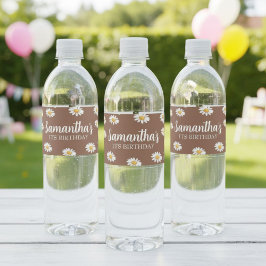 Daisy Floral Birthday Water Bottle Label Vattenflaskor Etikett