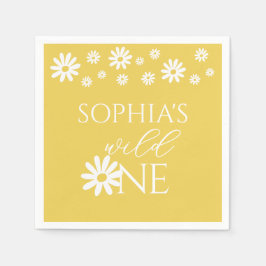 Daisy Floral Blush Wild One Girl 1st Birthday Pappersservett