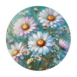 Daisy Floral Glass Cutting Board