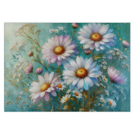 Daisy Floral Glass Cutting Board