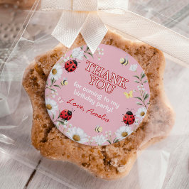 Daisy Floral Little Love Bug Birthday Party Runt Klistermärke