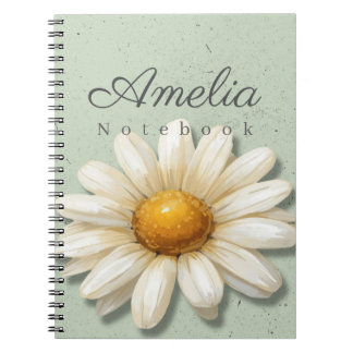 Daisy Floral Notebook Name | Sage Green Journal Anteckningsbok