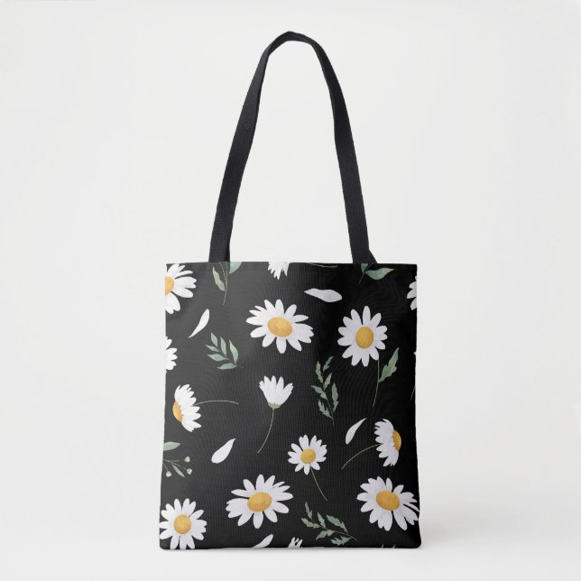 Daisy Floral Tote Bag Tygkasse (Framsida)