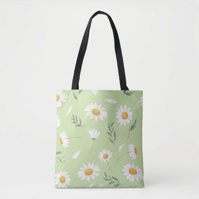 Daisy Floral Tote Bag Tygkasse (Framsida)