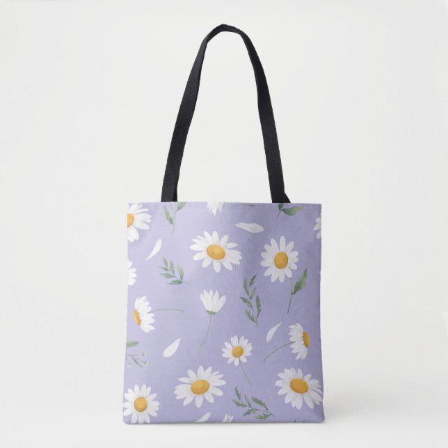 Daisy Floral Tote Bag Tygkasse (Framsida)