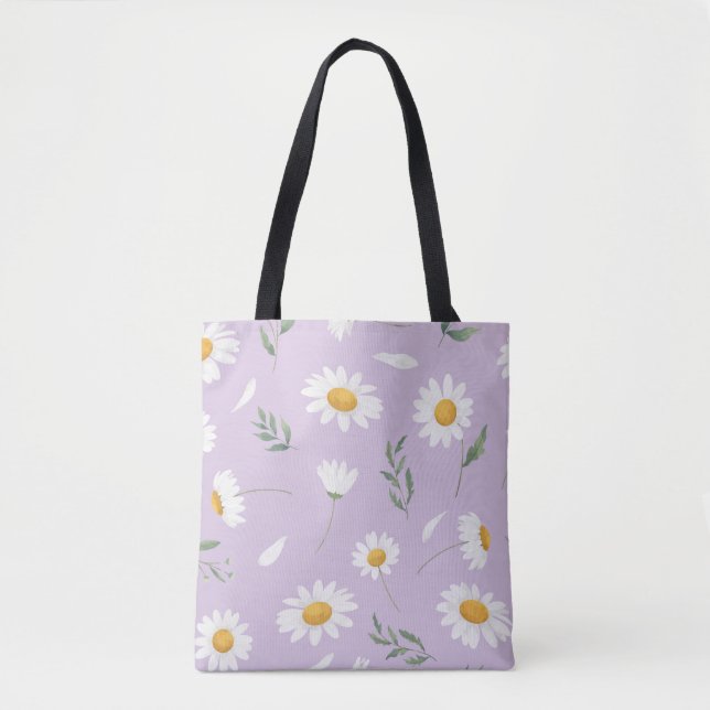 Daisy Floral Tote Bag Tygkasse (Framsida)