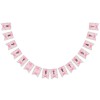 Daisy Flower and Bow Birthday Bunting Banner Vimplar