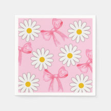 Daisy Flower and Bow Napkin
