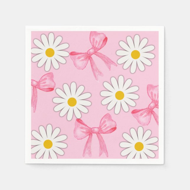 Daisy Flower and Bow Napkin Pappersservett (Framsidan)