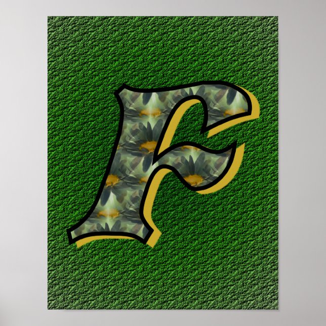 Daisy Flower Art Monogram Initial F  Poster (Framsidan)