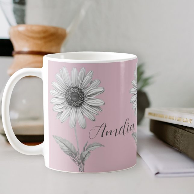 Daisy Flower Baby Rosa Anpassade Kaffemugg (Skapare uppladdad)