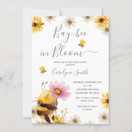 Daisy Flower Bay Bee in Bloom Baby Shower Inbjudningar