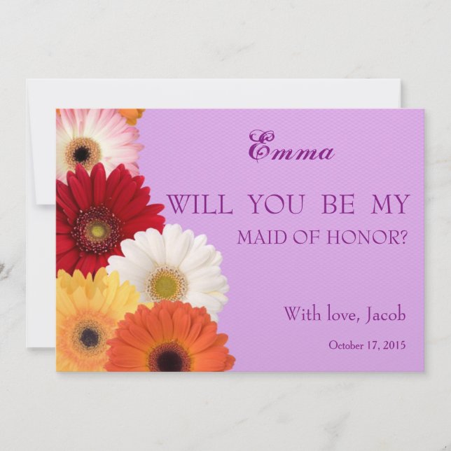 Daisy Flower, blir du min MAID OF HONOR Inbjudningar (Framsida)
