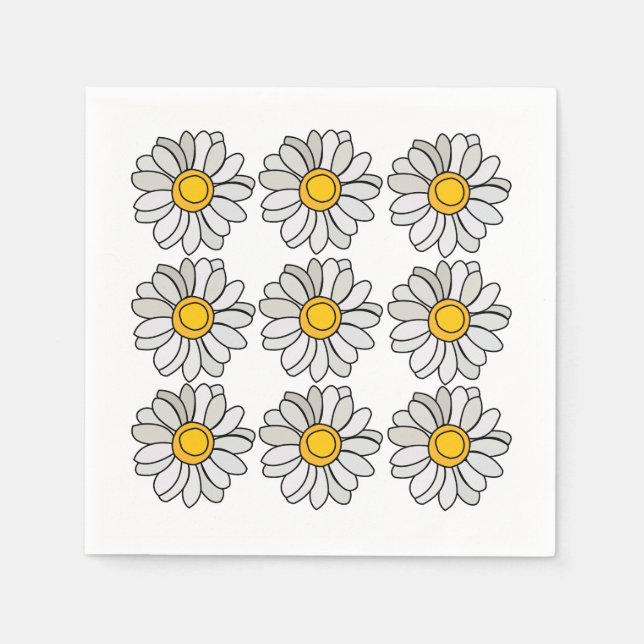 Daisy Flower Blommigt Daisy Party Pappersservett (Framsidan)