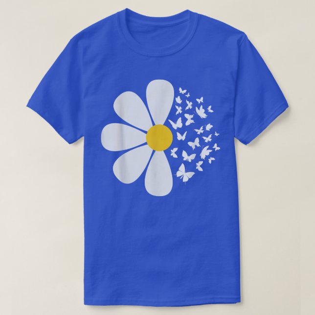 Daisy Flower Butterflies Vår Natature Garden Gard T Shirt (Design framsida)