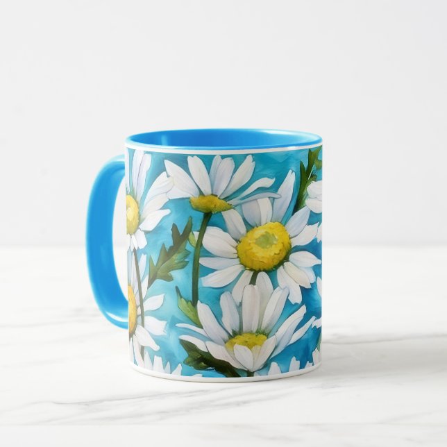 Daisy Flower Daisies Floral Art Coffee Tea Mug Mugg (Framsida vänster)