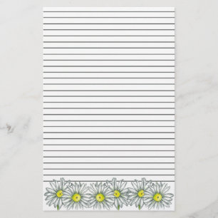 Daisy Flower Grått Rand-lind Brevpapper